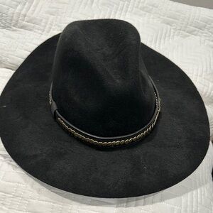 All Saints Black Hat with Gold Accents